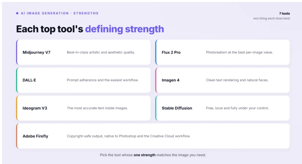Each top tool's defining strength