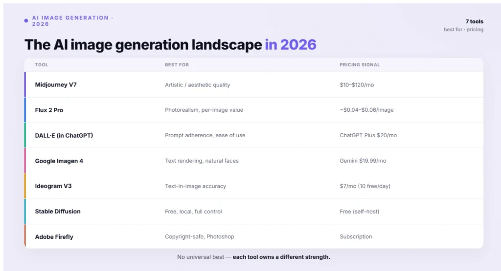 The AI image generation landscape in 2026