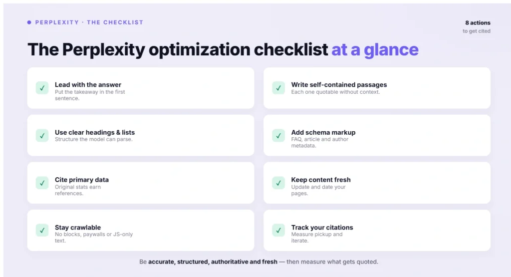 The Perplexity optimization checklist at a glance