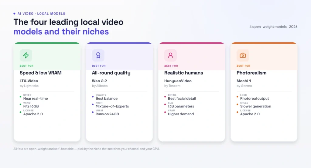 The four leading local video models and their niches